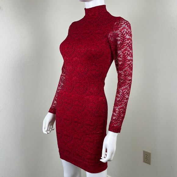 Dress the Population Women Size XS Red Penelope Lace Floral Bodycon Mini Dress - Picture 7 of 15